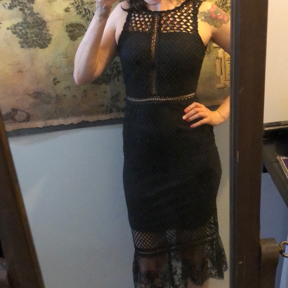 Navy with Black mesh highline Dress